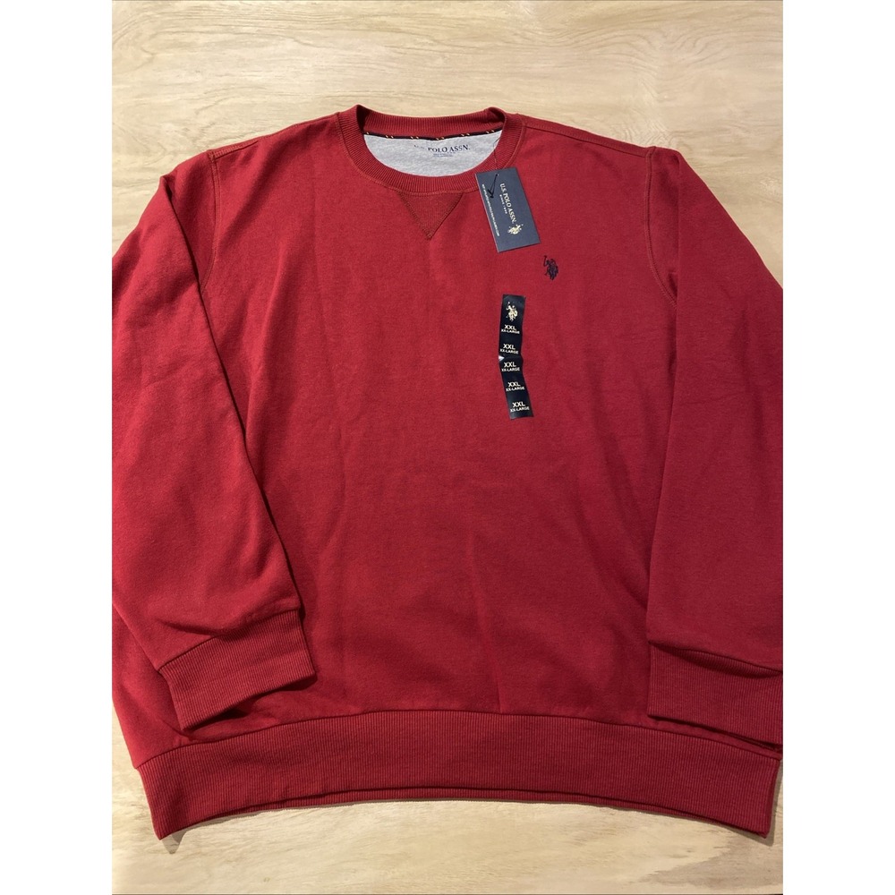 U.S. Polo Assn. Mens Big & Tall XXL Red Crew‎ Neck Pullover Sweatshirt
